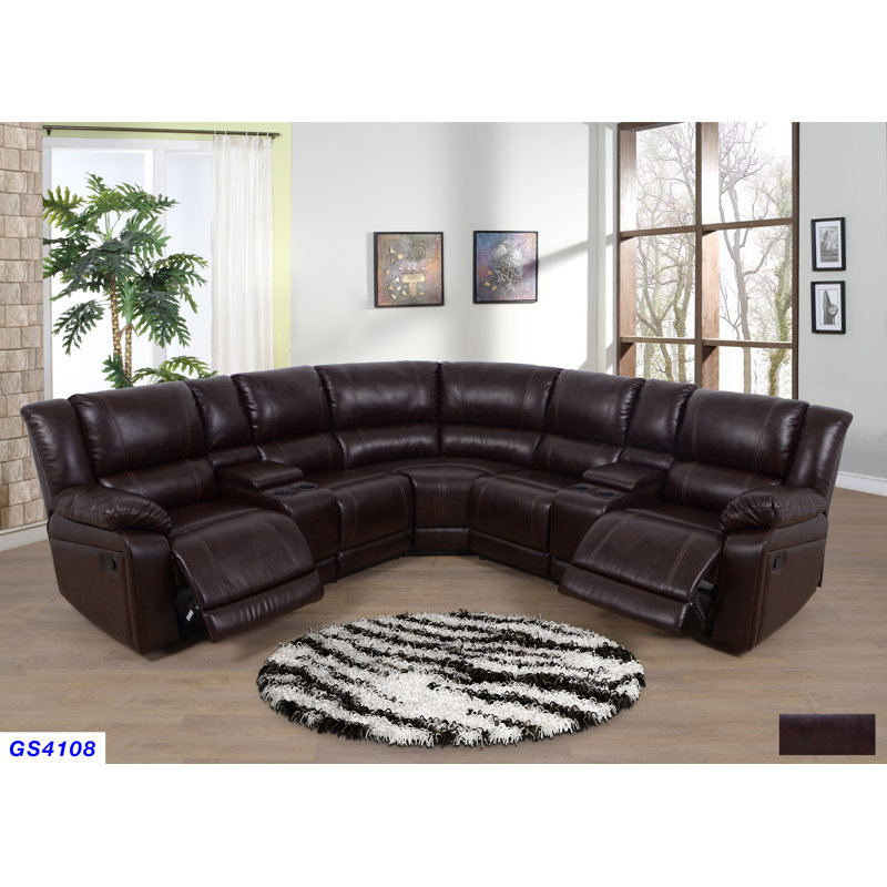 Red Barrel Studio Yoneko 3 Piece Vegan Leather Reclining Sectional